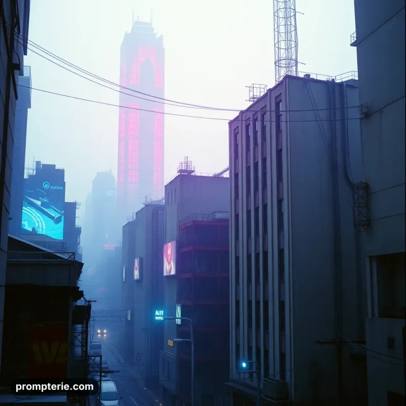 Paysage cyberpunk dystopique